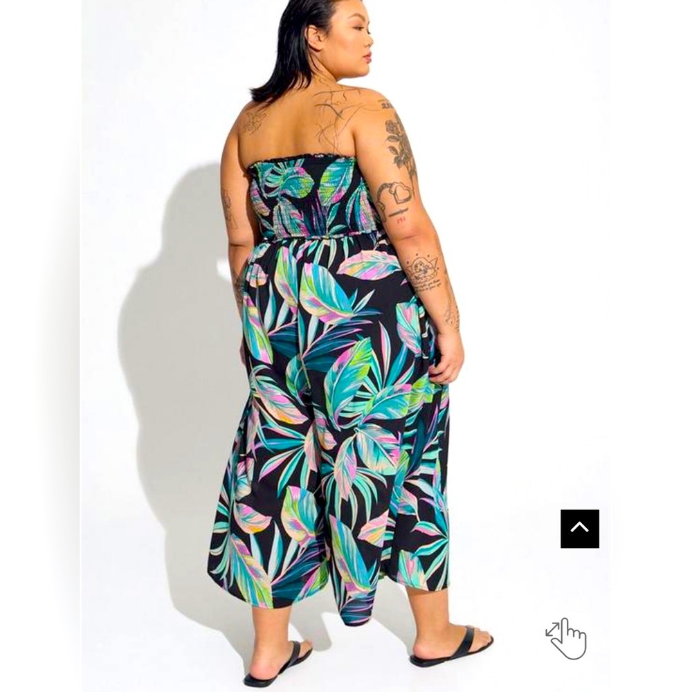 Crepe Midi Smocked Coverup Jumpsuit